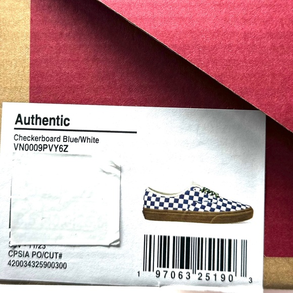 VANS Authentic Shoe Women Check Sneaker Skate Low Canvas Blue White VN0009PVY6Z - Picture 10 of 10